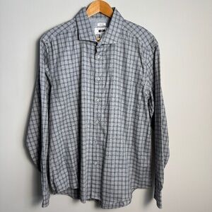 Joseph Abboud Men's Long Sleeve Button Up Shirt Check Gray Size X-Large Casual